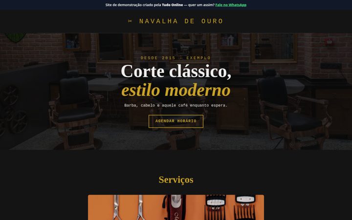 Prévia do site de demonstração Navalha de Ouro